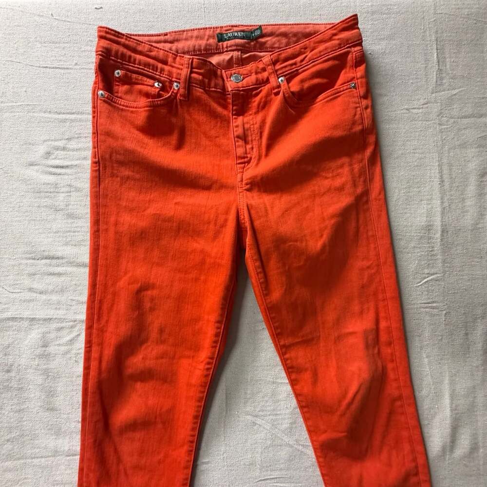 Lauren Ralph Lauren Orange Skinny Jeans Size 8